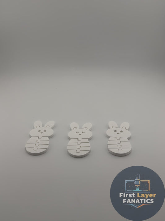 Flexi Bunny Fidget – Easter Basket Stuffer (3 Pack), Articulated Bunny Toy, 3D Printed Fidget Toy, Classroom Prize Toy, Desk Toy