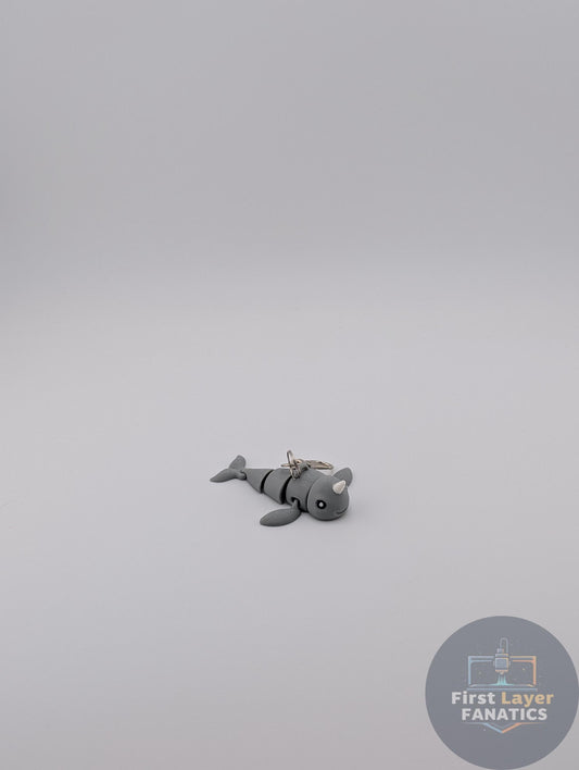 Articulated Narwhal Fidget Toy | Unicorn of the Sea Keychain | 3D Printed Animal Flexi | Small Gift for Ocean Lovers