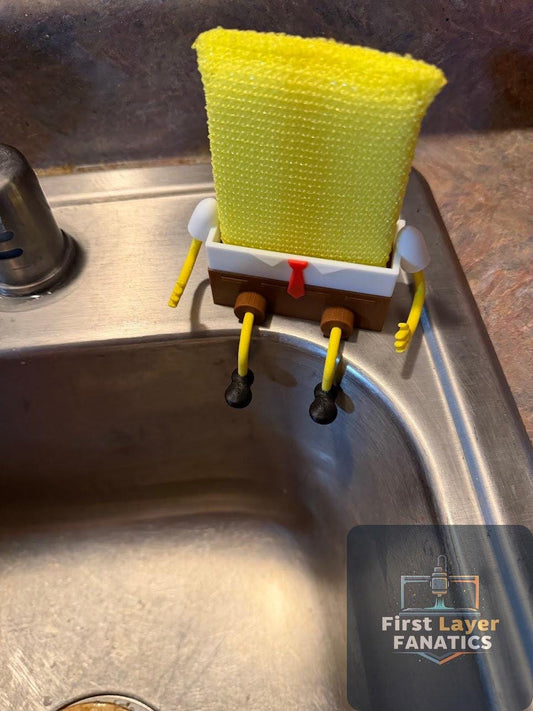 Assembled Bob the Sponge Holder | Self-Draining Kitchen Sink Tray | 3D Printed Sponge Caddy | Unique Housewarming Gift | Kitchen Organizer