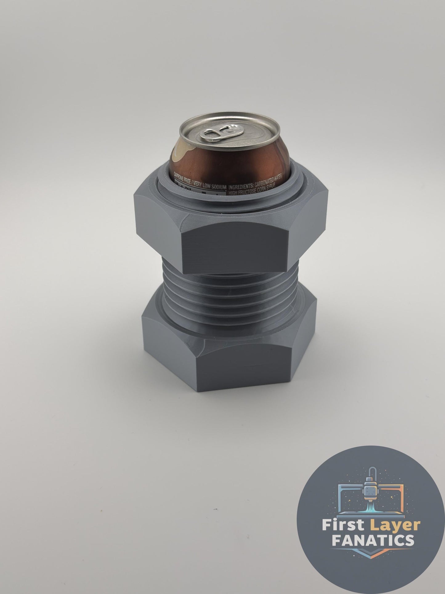 Bolt Can Holder Fidget Desk Toy, 12oz Soda Can Holder, Bolt Drink Cozy, Industrial Desk Decor, Fidget Nut Desk Toy, 3D Printed Holder