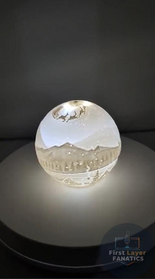 Christmas Village Lithophane Sphere | Light-Up Holiday Decor, 3D Printed Winter Scene Ornament, Tealight Globe, Vintage Style Xmas Gift