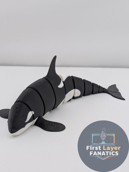 Articulated "Classic Orca" Fidget Toy, 3D Printed Killer Whale Desk Buddy, Flexi Sensory Toy for Anxiety & ADHD, Ocean Animal Figurine