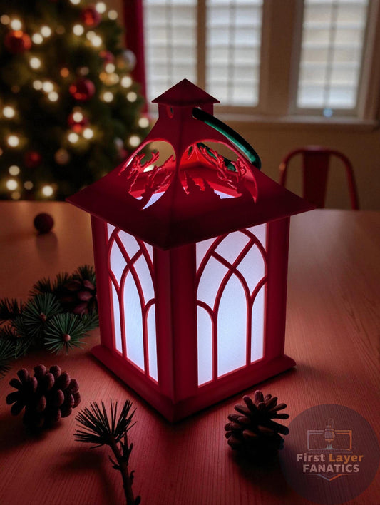 Customizable Gothic Lantern | 3D Printed LED Tea Light Holder, Magnetic Top, Rustic Farmhouse Decor, Custom Color Holiday Window Accent