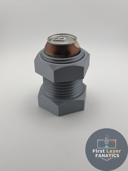 Bolt Can Holder Fidget Desk Toy, 12oz Soda Can Holder, Bolt Drink Cozy, Industrial Desk Decor, Fidget Nut Desk Toy, 3D Printed Holder