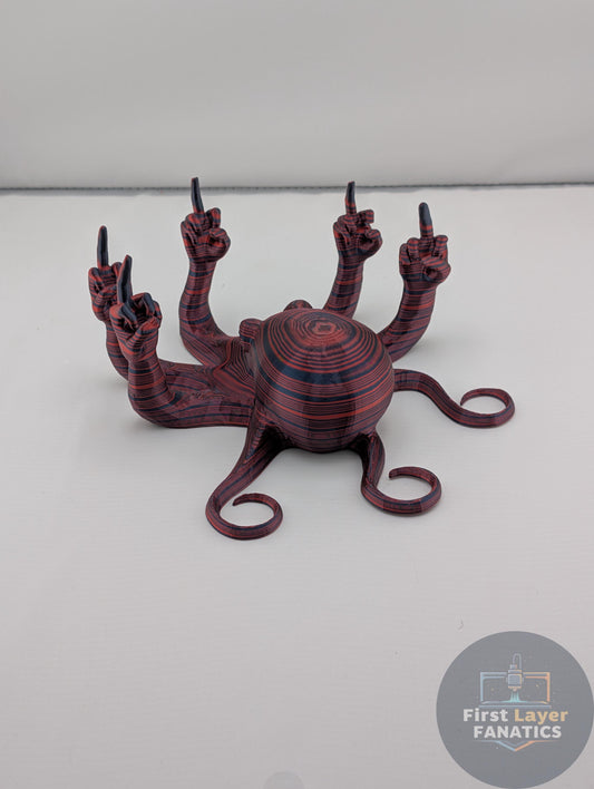Fucktopus Octopus Figurine | Funny Middle Finger Desk Decor | 3D Printed Octopus Gift | Naughty Office Humor | Custom Colors | 4 Sizes | Gag