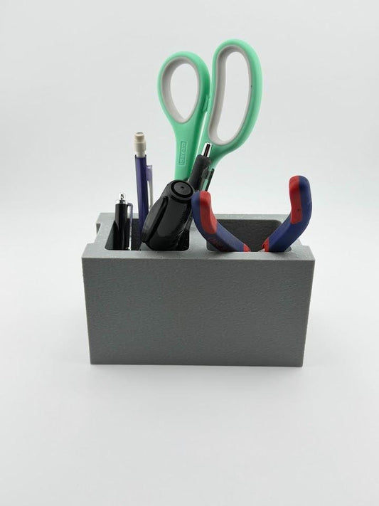 Cinder Block Desk Organizer | Concrete Look Pen Holder | Construction Worker Gift | 3D Printed Office Decor | Custom Color Tool Caddy