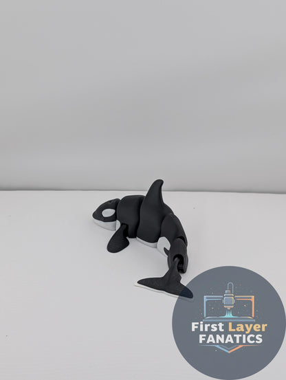 Articulated "Classic Orca" Fidget Toy, 3D Printed Killer Whale Desk Buddy, Flexi Sensory Toy for Anxiety & ADHD, Ocean Animal Figurine