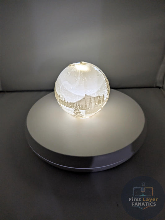 Christmas Village Lithophane Sphere | Light-Up Holiday Decor, 3D Printed Winter Scene Ornament, Tealight Globe, Vintage Style Xmas Gift