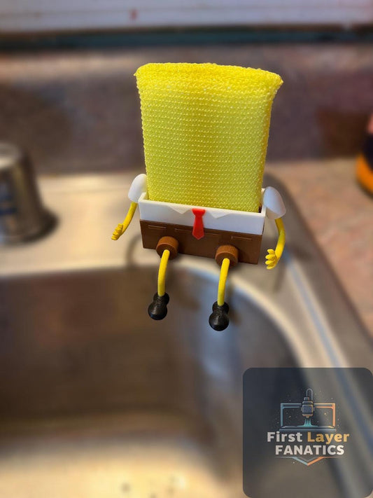 Assembled Bob the Sponge Holder | Self-Draining Kitchen Sink Tray | 3D Printed Sponge Caddy | Unique Housewarming Gift | Kitchen Organizer