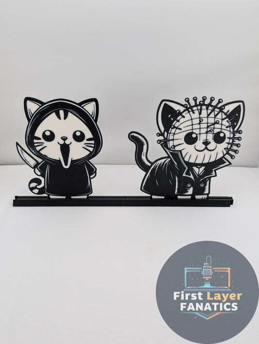 Cenobite Cat Figure with Stand | Horror Movie Decor, Hellraiser Inspired Art, Spooky Collectible Holiday Cat Series, Pinhead Fan Gift