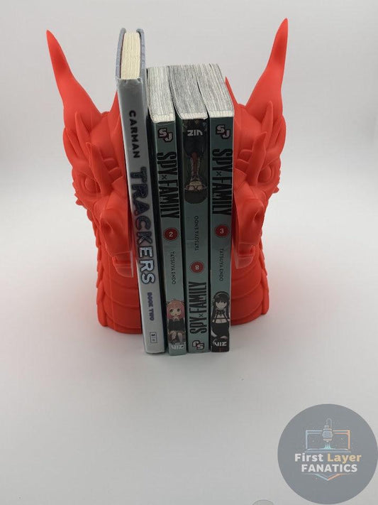 Dragon Head Shelf Guardian | Reinforced 3D Printed Bookend | Custom Silk and Matte Colors | Unique Gift for Fantasy Readers
