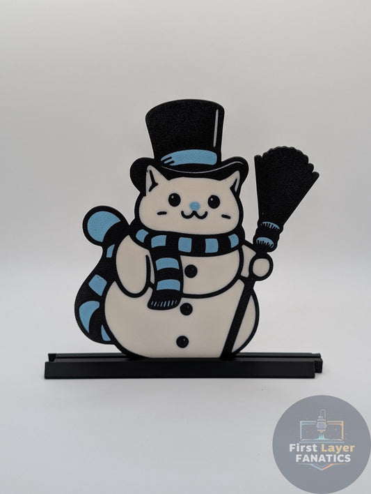 Customizable Cat Snowman | Whisker Winterpaws | Choose Your Color | Holiday Decor | Unique Cat Lover Gift with Stand