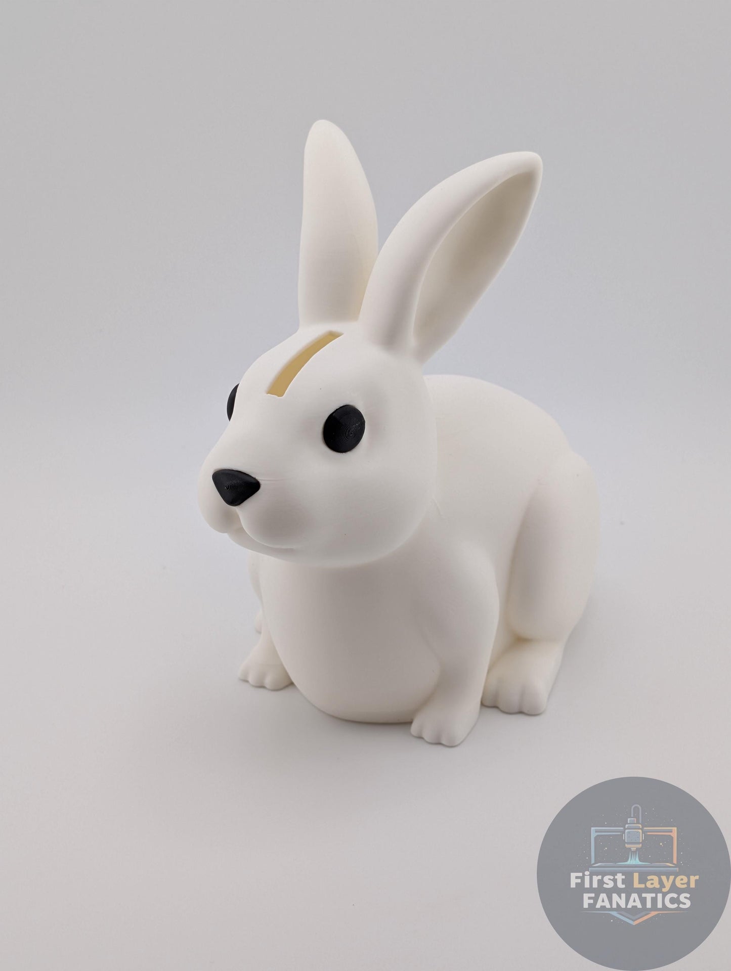 3D Printed Bunny Coin Bank – Cute Sitting Rabbit Money Jar w/Screw Cap, Custom Colors Easter Gift