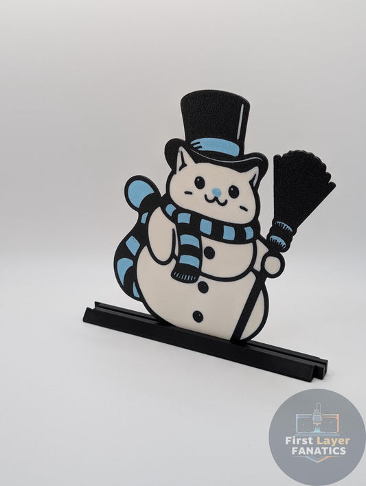 Customizable Cat Snowman | Whisker Winterpaws | Choose Your Color | Holiday Decor | Unique Cat Lover Gift with Stand