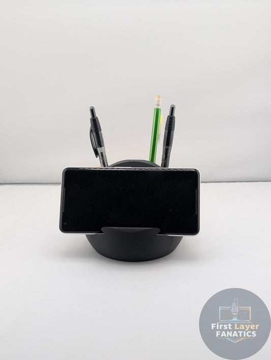 Bowling Ball Desk Organizer Phone Stand | Multifunctional Pen Pencil Holder | Business Card Stand | Office Desk Accessory | 3D Printed