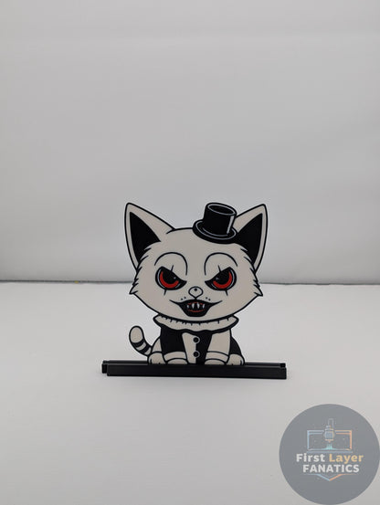 Cat Figure "Art the Cat" with Stand | Horror Movie Decor, Terrifier Inspired Art, Double Sided, Spooky Collectible Gift