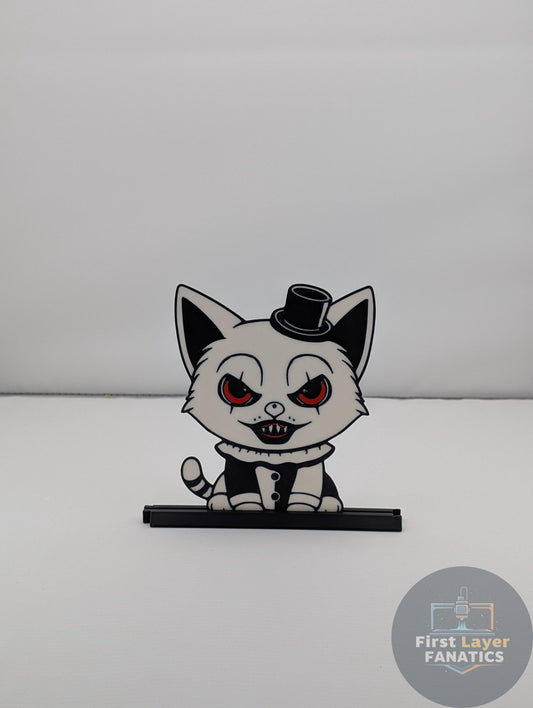 Cat Figure "Art the Cat" with Stand | Horror Movie Decor, Terrifier Inspired Art, Double Sided, Spooky Collectible Gift