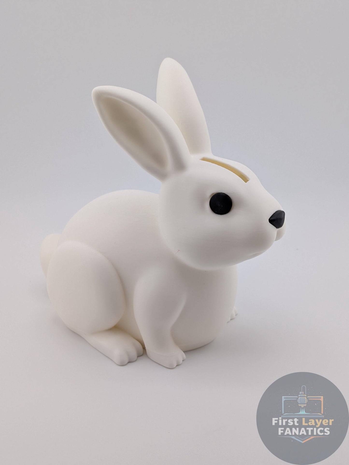 3D Printed Bunny Coin Bank – Cute Sitting Rabbit Money Jar w/Screw Cap, Custom Colors Easter Gift