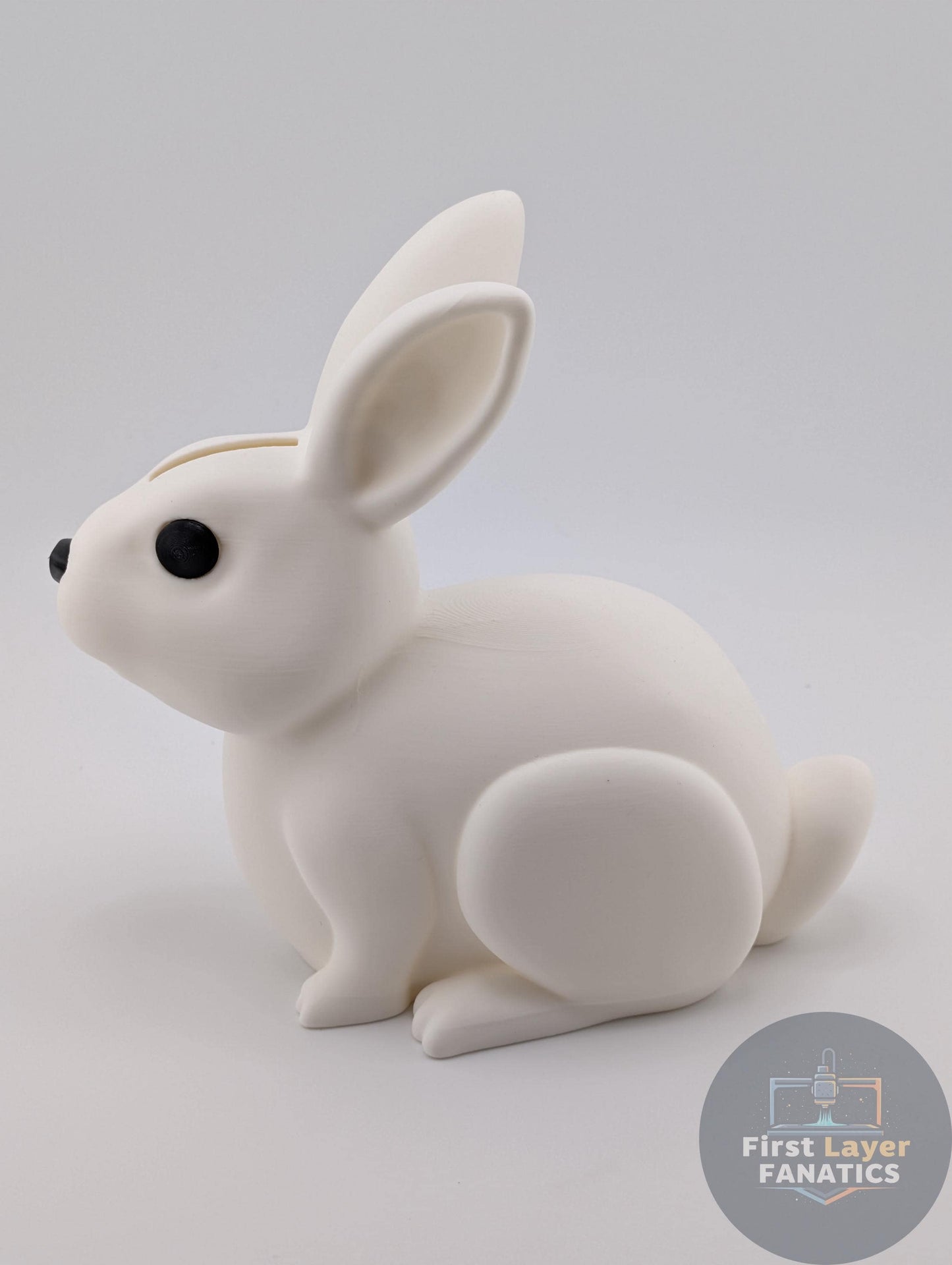 3D Printed Bunny Coin Bank – Cute Sitting Rabbit Money Jar w/Screw Cap, Custom Colors Easter Gift