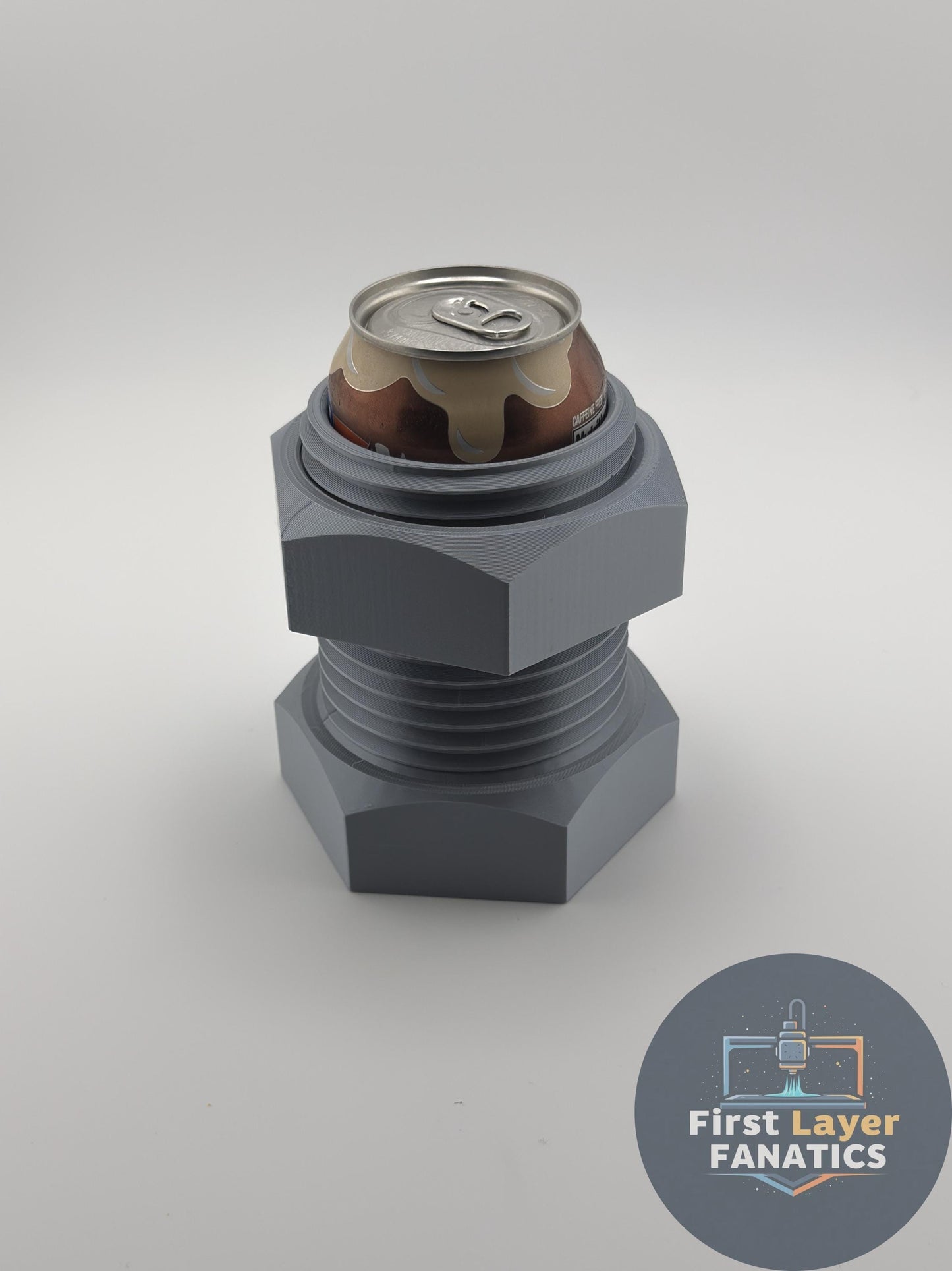 Bolt Can Holder Fidget Desk Toy, 12oz Soda Can Holder, Bolt Drink Cozy, Industrial Desk Decor, Fidget Nut Desk Toy, 3D Printed Holder