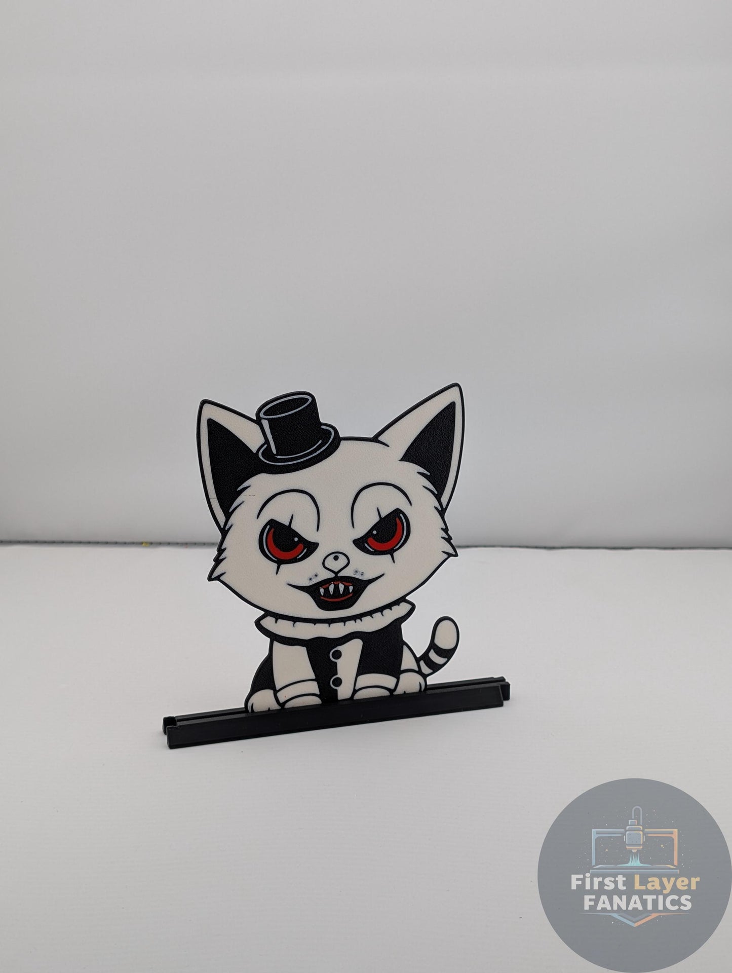 Cat Figure "Art the Cat" with Stand | Horror Movie Decor, Terrifier Inspired Art, Double Sided, Spooky Collectible Gift