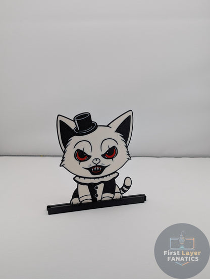 Cat Figure "Art the Cat" with Stand | Horror Movie Decor, Terrifier Inspired Art, Double Sided, Spooky Collectible Gift