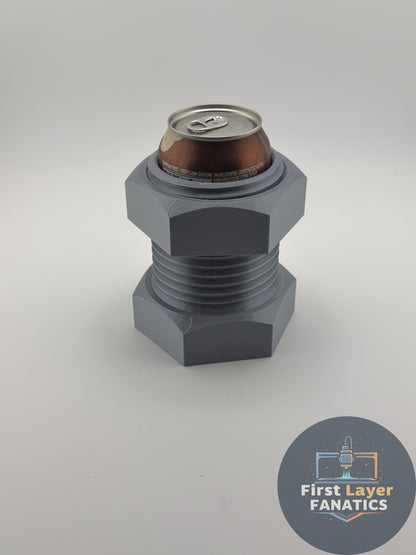 Bolt Can Holder Fidget Desk Toy, 12oz Soda Can Holder, Bolt Drink Cozy, Industrial Desk Decor, Fidget Nut Desk Toy, 3D Printed Holder