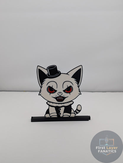 Cat Figure "Art the Cat" with Stand | Horror Movie Decor, Terrifier Inspired Art, Double Sided, Spooky Collectible Gift