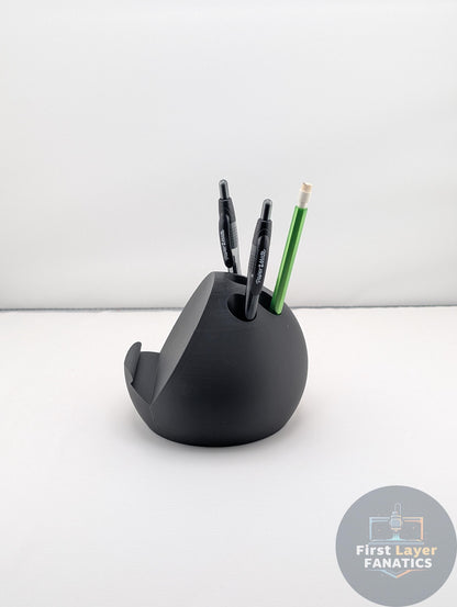 Bowling Ball Desk Organizer Phone Stand | Multifunctional Pen Pencil Holder | Business Card Stand | Office Desk Accessory | 3D Printed